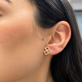 Pendientes de Oro de 18 Quilates con Diseño Geométrico y Circonitas
