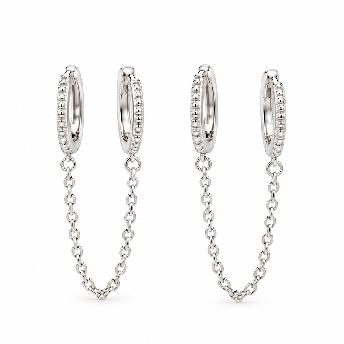 Pendientes de Plata 925 con Aros y Cadena