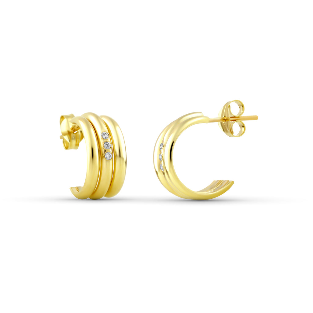 Pendientes Triple Oro 9 quilates