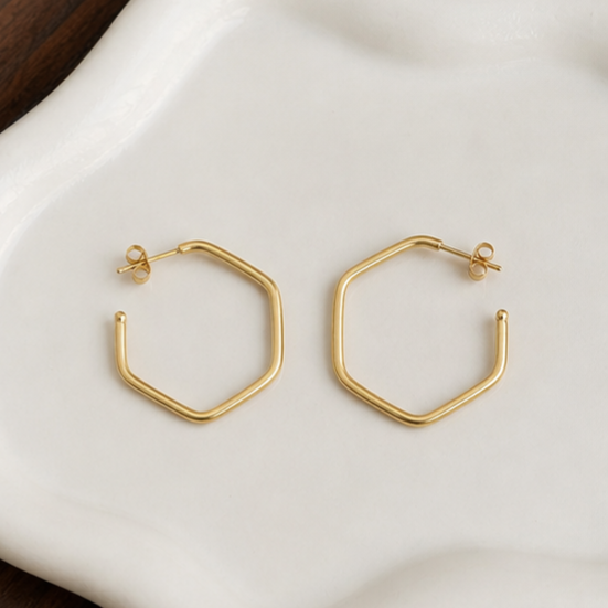 Pendientes Oro 18 quilates 750 Hexagono