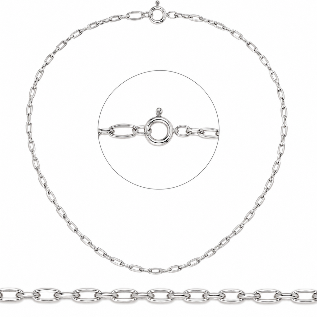 Cadena de Plata tipo Rolo Ovalada – 48 cm