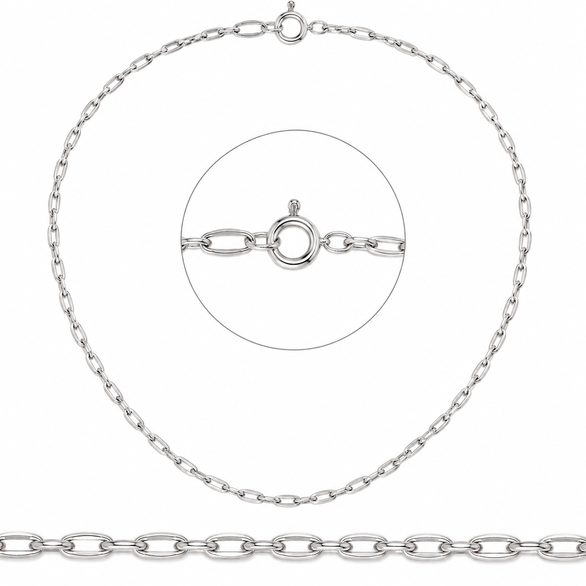 Cadena de Plata tipo Rolo Ovalada – 48 cm