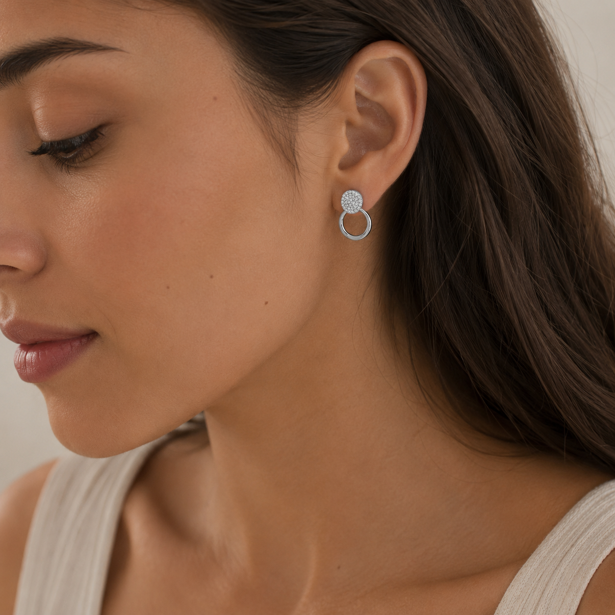 Pendientes Plata 925 Aro y circonitas
