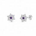 Pendientes Plata de Ley 925 Flor circonitas