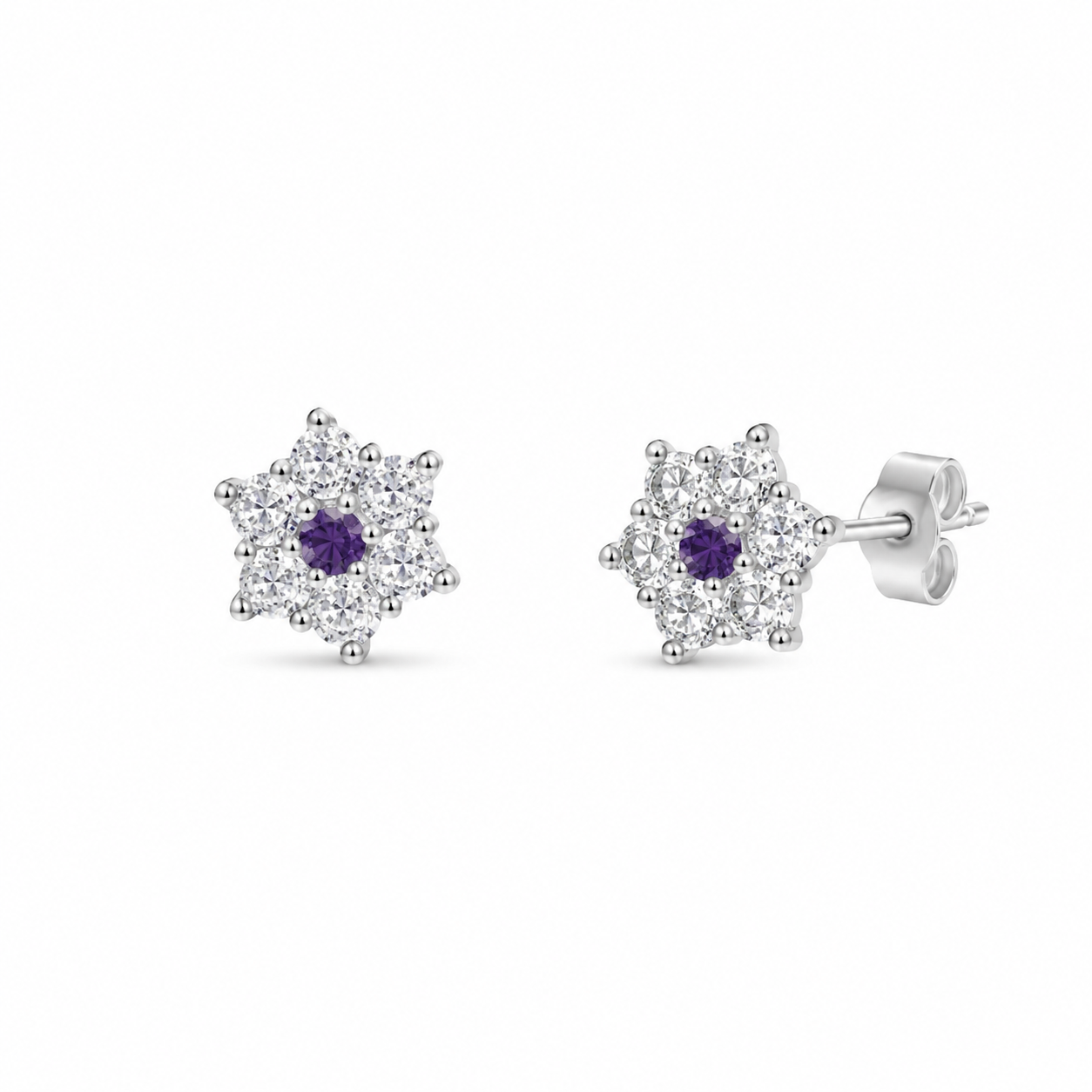 Pendientes Plata de Ley 925 Flor circonitas