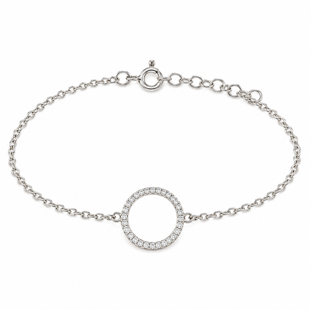Pulsera de Plata 925 con Círculo de Circonitas