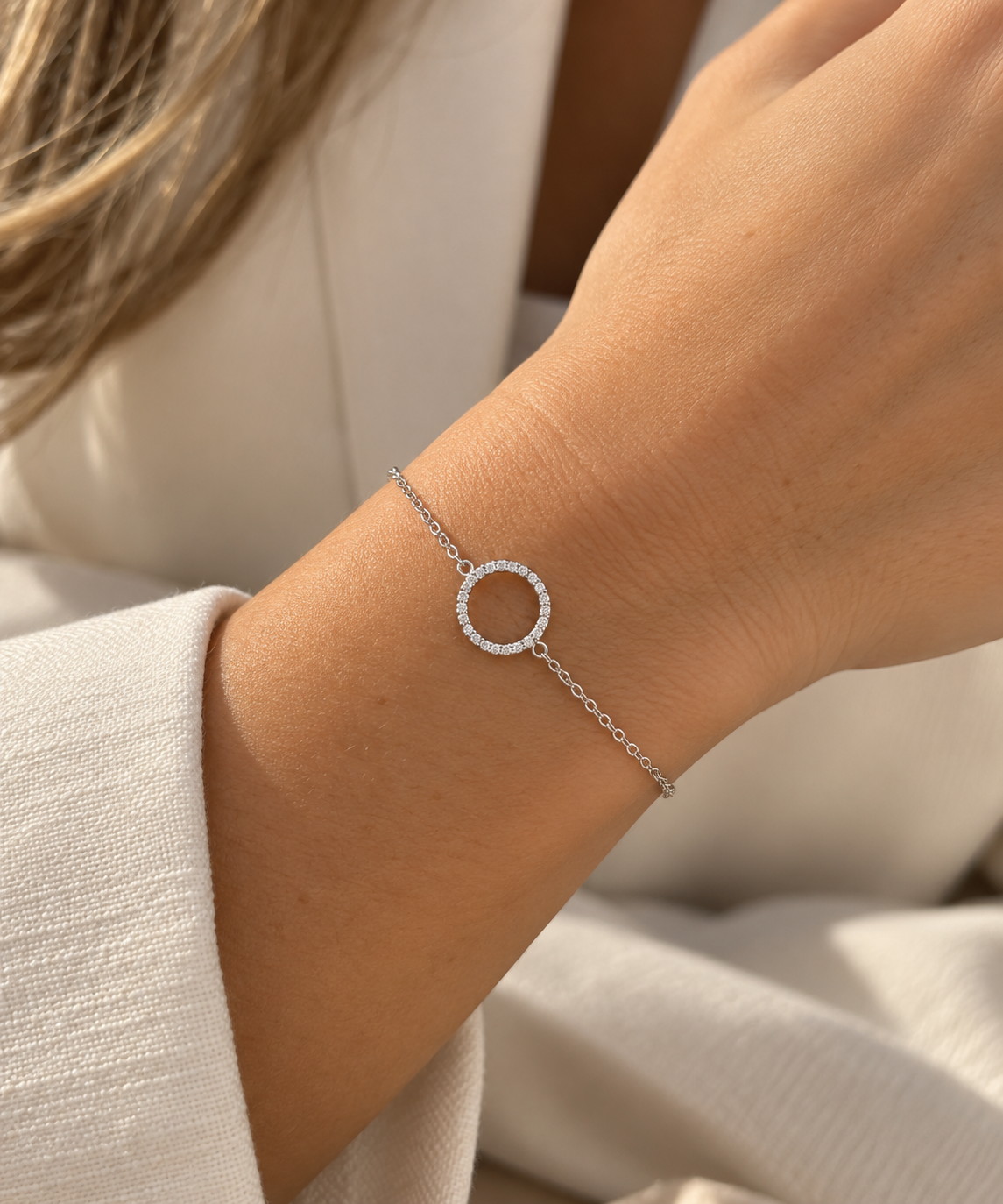 Pulsera de Plata 925 con Círculo de Circonitas