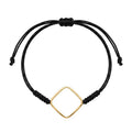 Pulsera de Hilo Negro con Rombo de Oro de 9K