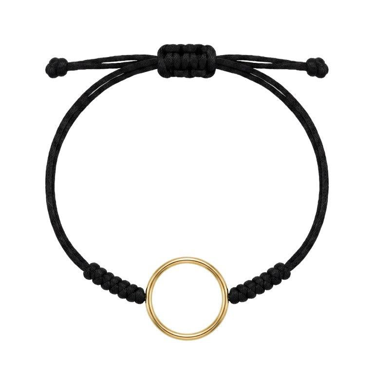 Pulsera de Hilo Negro con Aro de Oro de 9K
