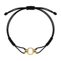 Pulsera de Hilo Negro con Aro Central de Oro de 9K