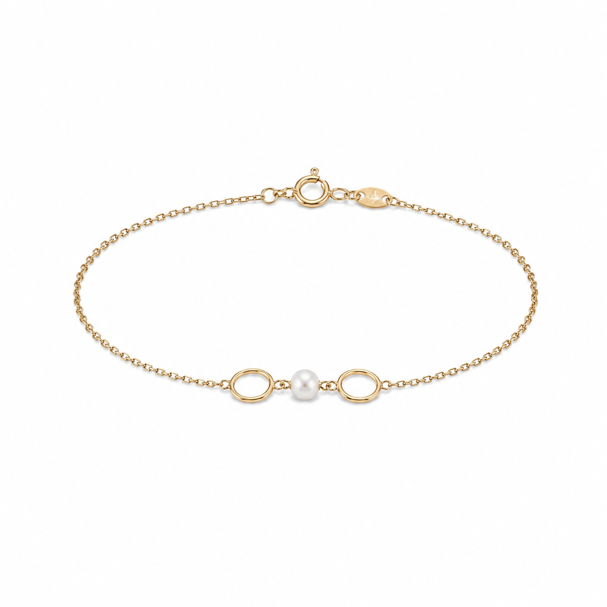Pulsera de Oro 9 Quilates con Perla y Círculos