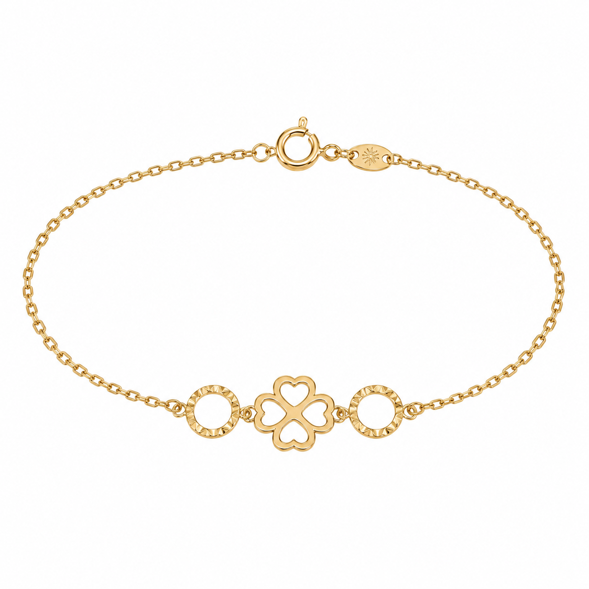 Pulsera de Oro 9 Quilates con Trébol de 4 Hojas