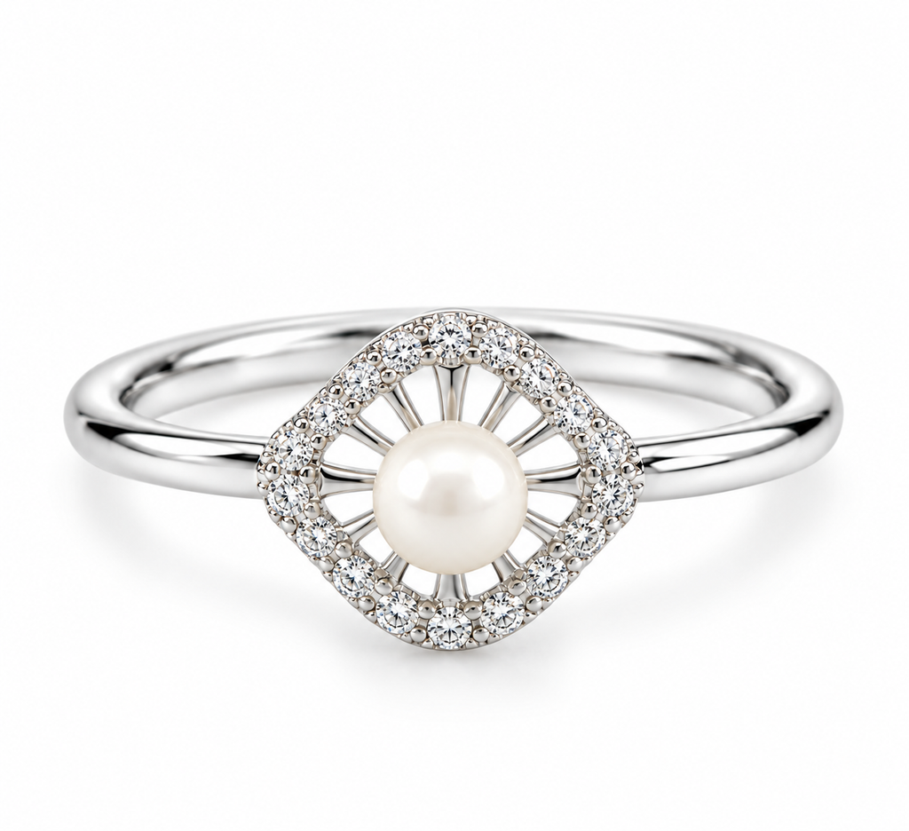 Anillo de Plata 925 con Perla y Circonitas