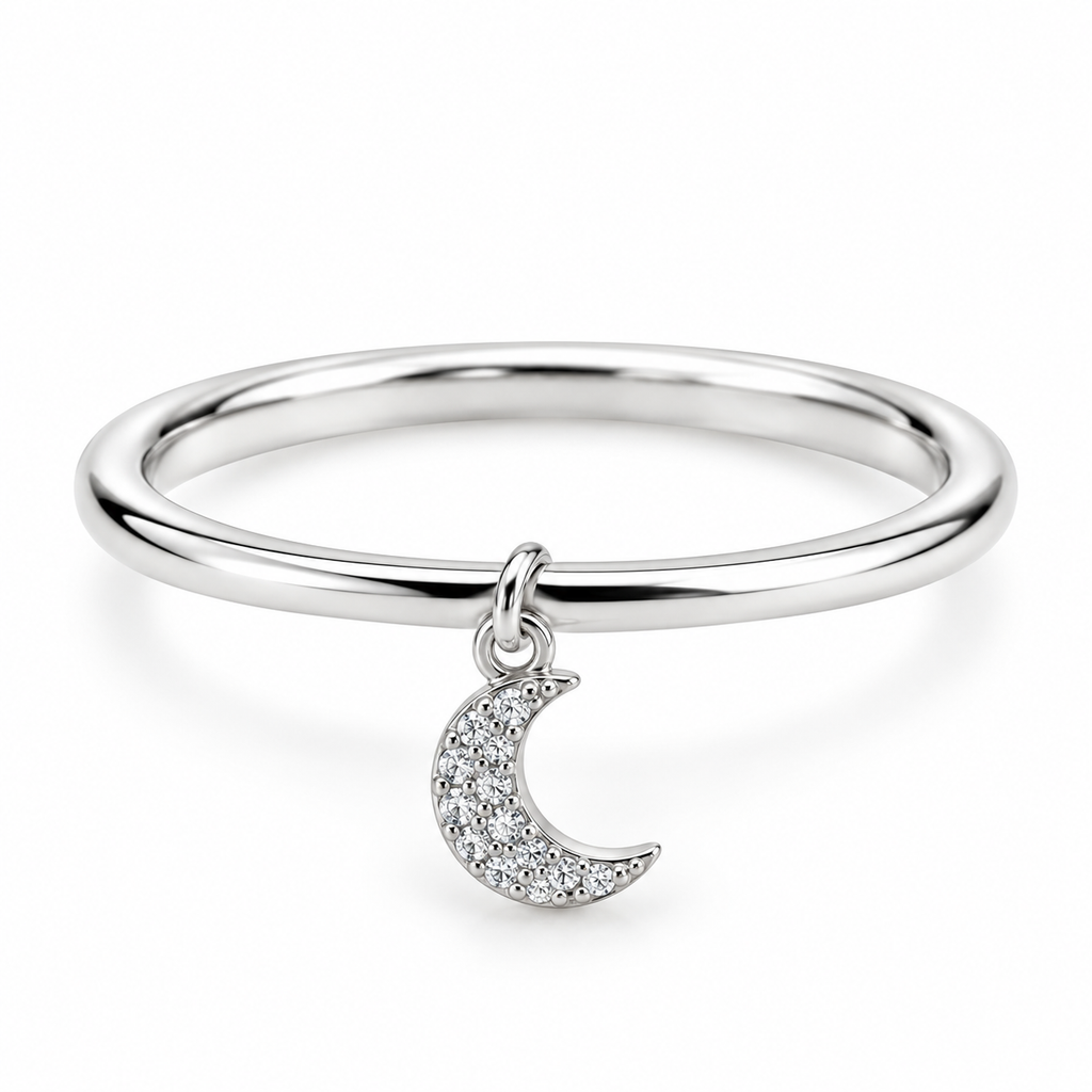 Anillo de Plata 925 con Luna y Circonitas