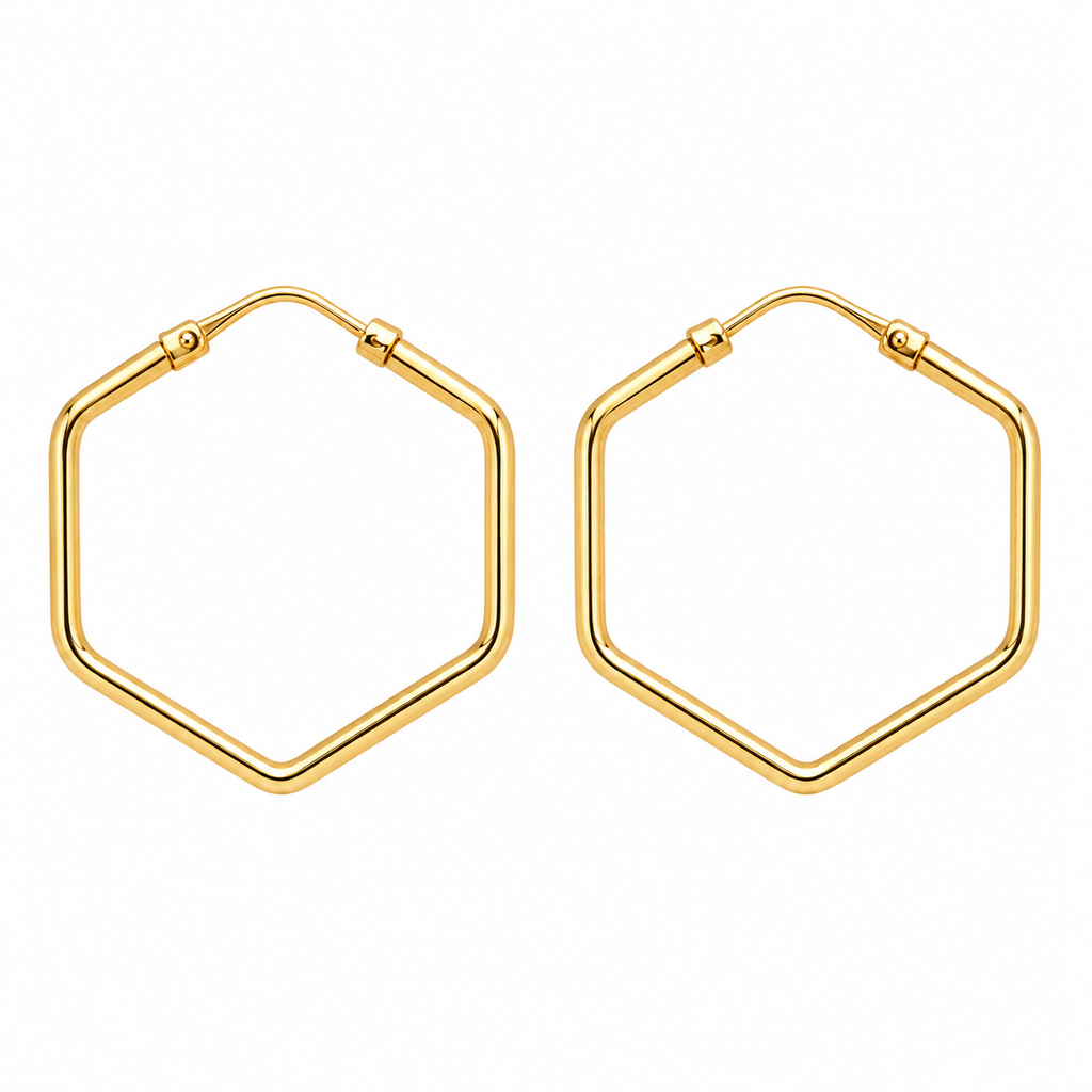 Pendientes de Aro Hexágono 18 kilates