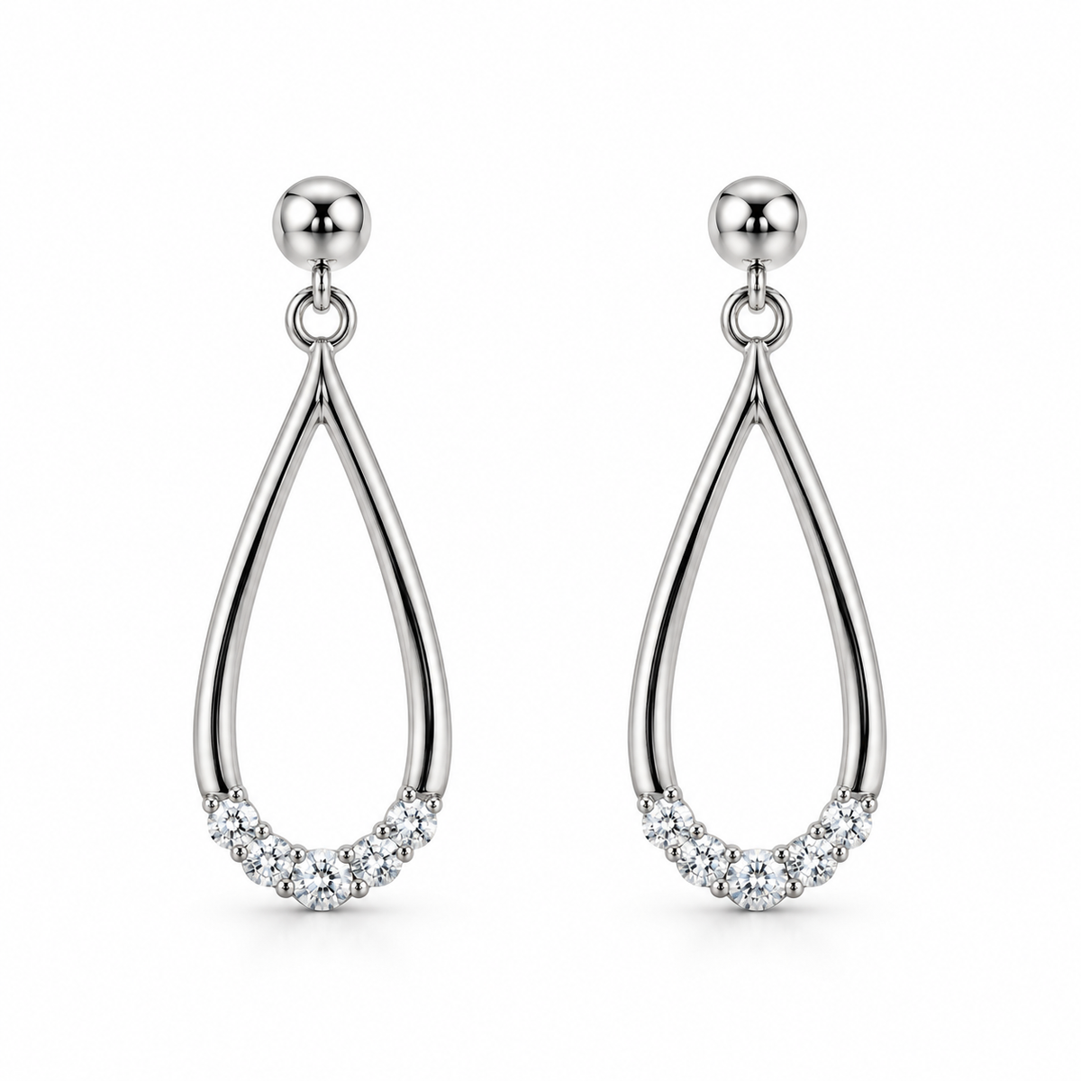 Pendientes de Plata 925 con Circonitas y Diseño de Lágrima
