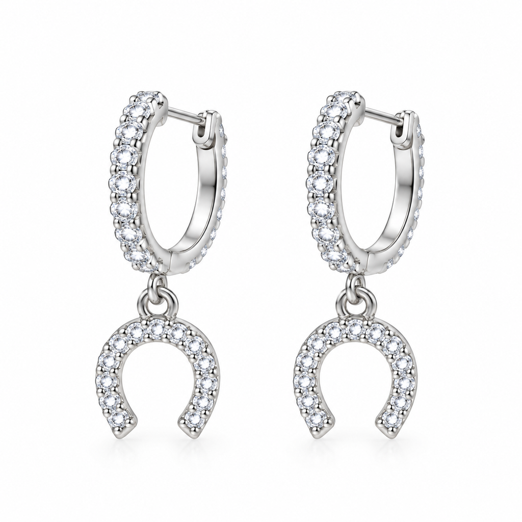 Pendientes de Plata 925 con Circonitas y Herradura