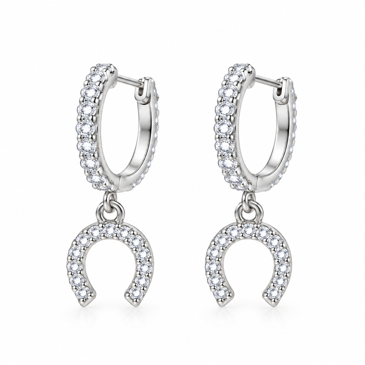Pendientes de Plata 925 con Circonitas y Herradura