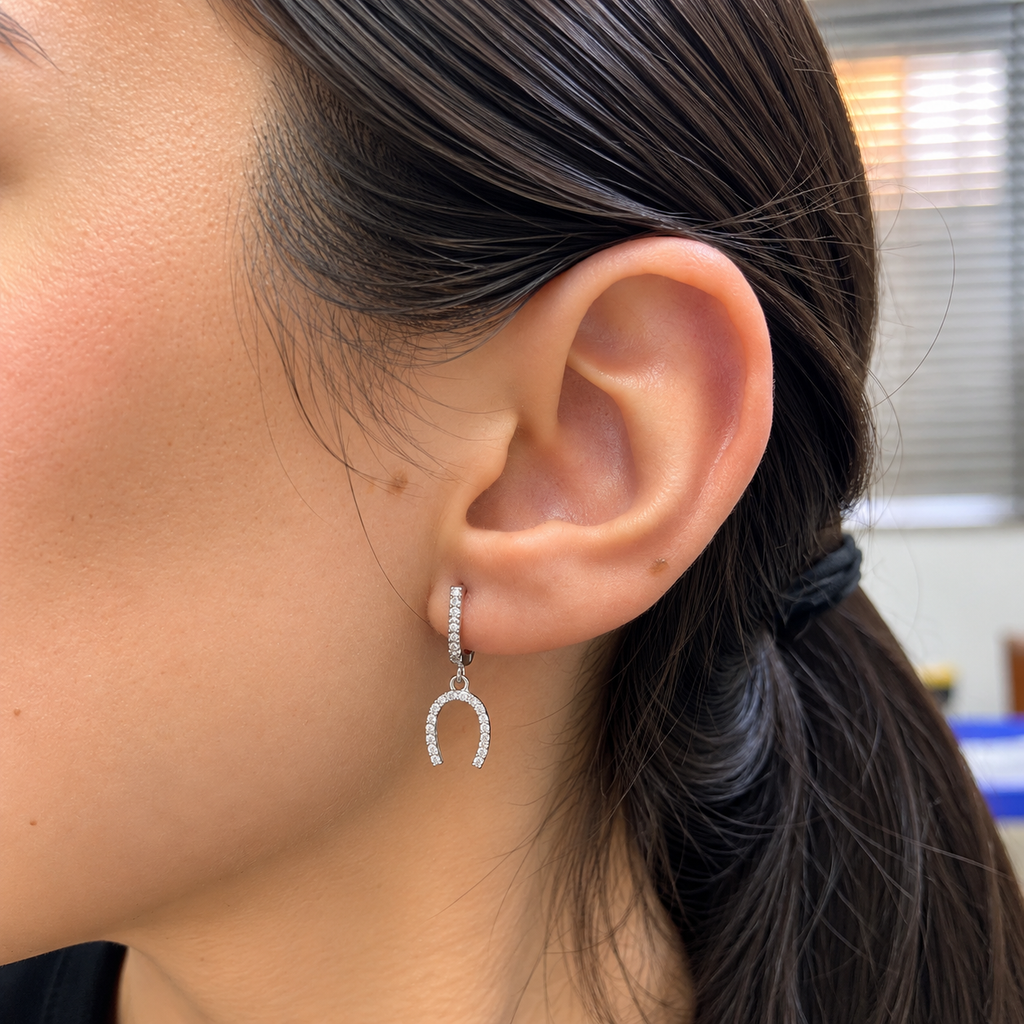 Pendientes de Plata 925 con Circonitas y Herradura