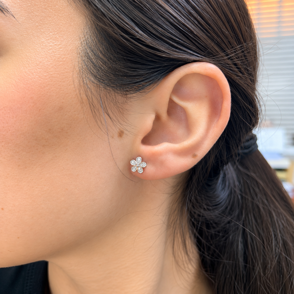 Pendientes de Plata 925 con Circonitas en Forma de Flor