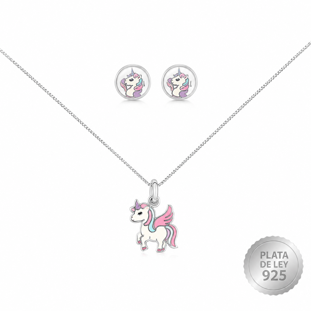 Conjunto Infantil Plata 925 Unicornio