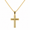 Cruz de Oro de 18 Quilates Lisa con Tubo Ovalado 25 mm