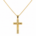 Cruz de Oro de 18 Quilates con Cristo y Tubo Ovalado 25 mm