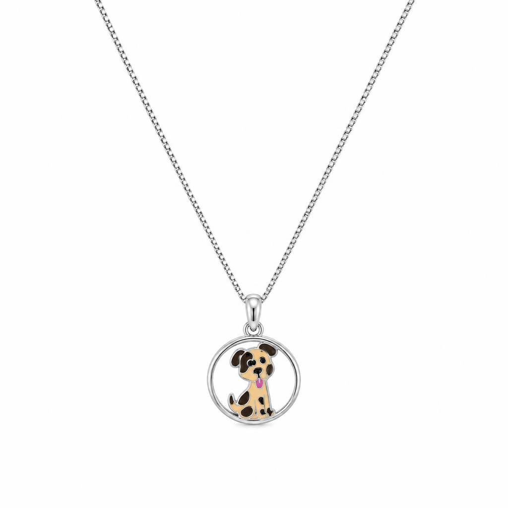 Colgante de Plata con Perro Dálmata y Cadena de 44 cm