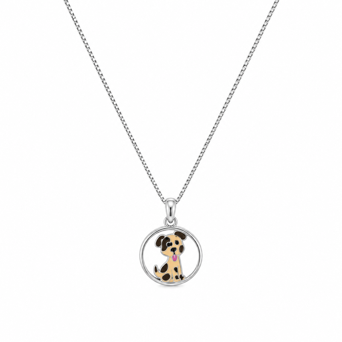 Colgante de Plata con Perro Dálmata y Cadena de 44 cm