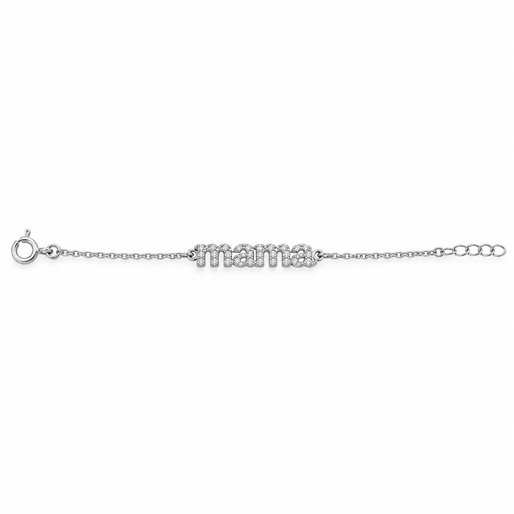 Pulsera de Plata 925 con Palabra “Mamá” y Circonitas