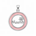 Colgante de Plata 925 “Mamá” con Flor Rosa
