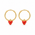 Pendientes de Oro de 9 Quilates con Fresa Roja 14 mm