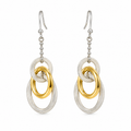 Pendientes Largos de Acero Inoxidable Bicolor con Aros Entrelazados