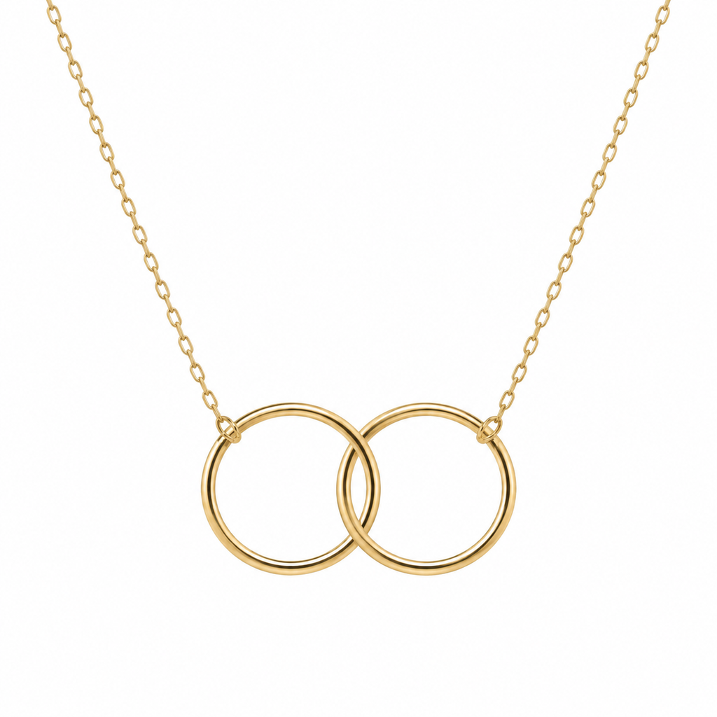 Colgante de Oro 9K con Dos Aros Entrelazados