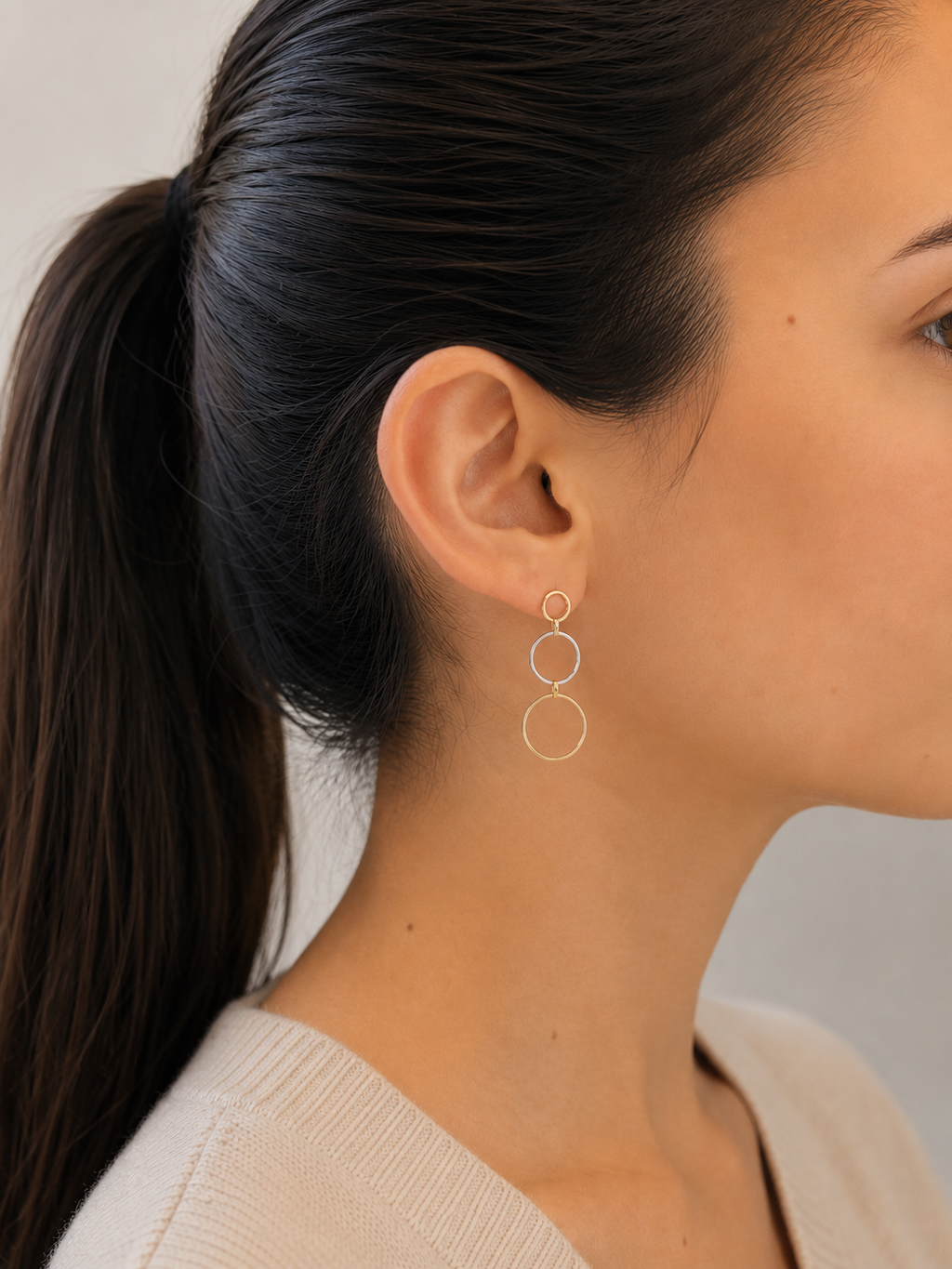 Pendientes de Oro de 9 Quilates Bicolor