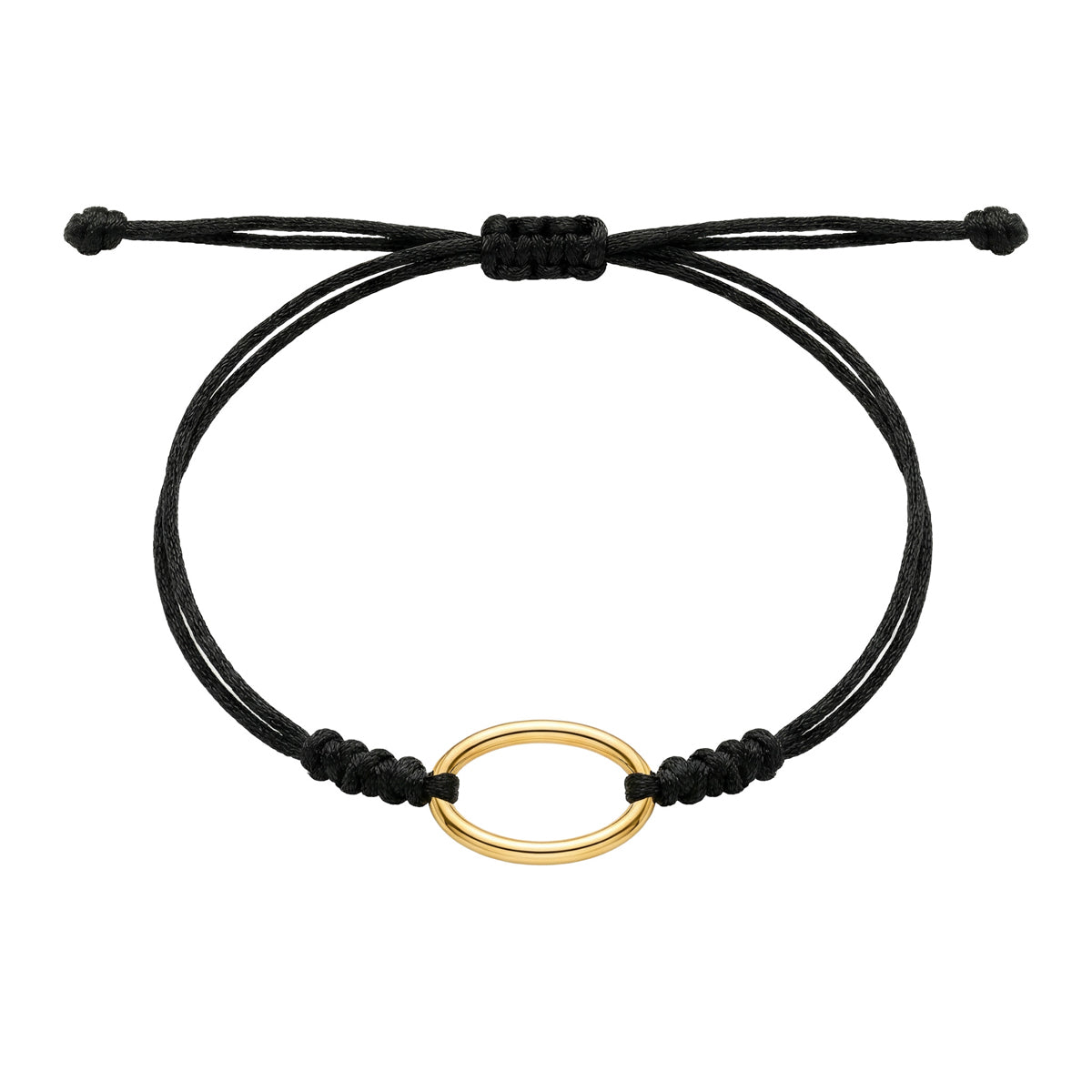 Pulsera de Hilo Negro con Óvalo de Oro de 9K