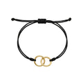 Pulsera de Hilo Negro con Doble Aro de Oro de 9K